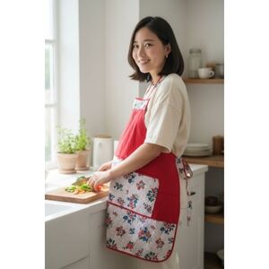 Floral Red Apron